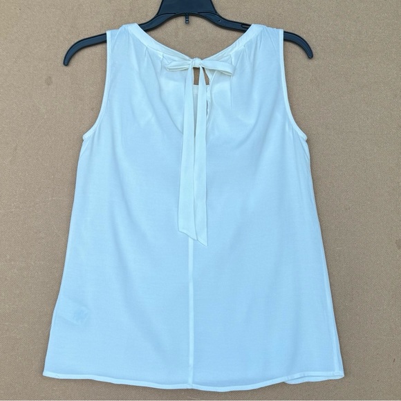 BODEN Women's Pleated Round Neck Tank Top Keyhole Bow Tie Back Ivory Viscose 4 - Picture 6 of 6